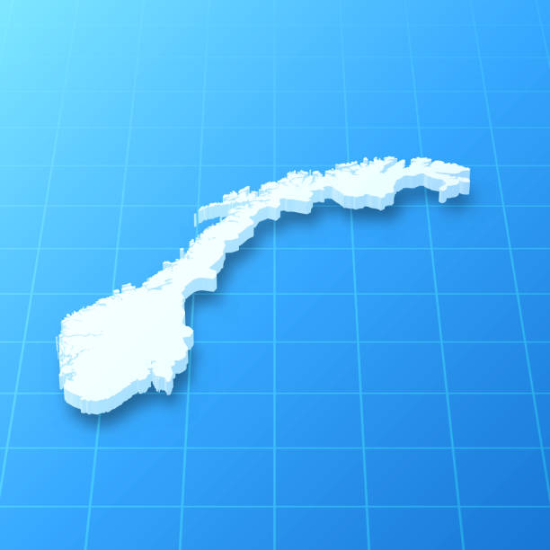 3D map of Norway isolated on a blank blueprint, with a dropshadow (color used: blue and white). Vector Illustration (EPS10, well layered and grouped). Easy to edit, manipulate, resize or colorize.