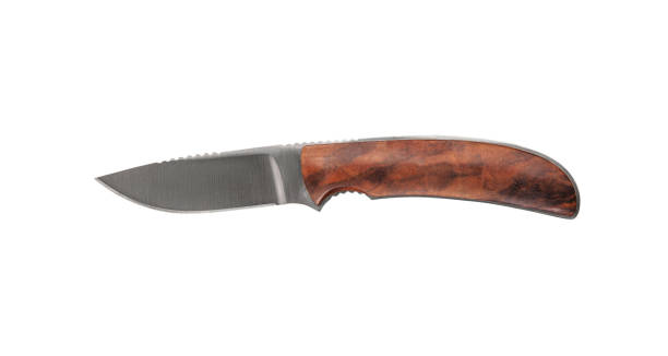 istock Hunting knife with wooden handle. Isolated on white background. 1203626388
