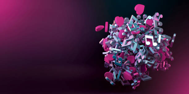 istock Conceptual sphere made by musical notes and love hearts, 3d rendering 1203626458