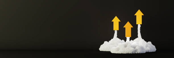 istock Arrows being launched, success and growth concepts, original 3d rendering 1203626490