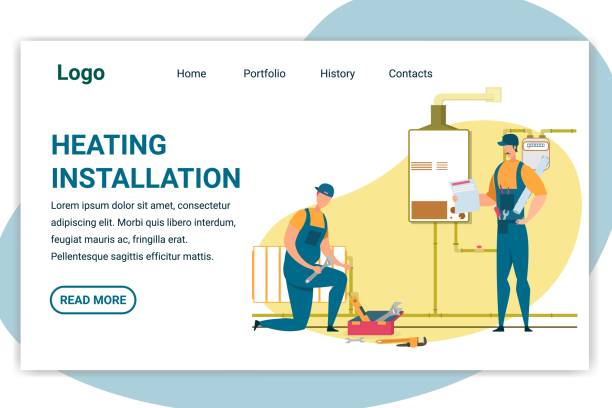 elektrikli isıtma sisteminin kurulumu ve onarımı - isıtma tesisatı mühendisi stock illustrations