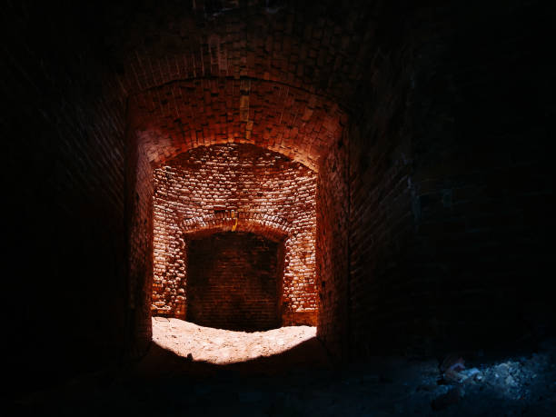 istock Historical underground red brick passage under old city 1203631456