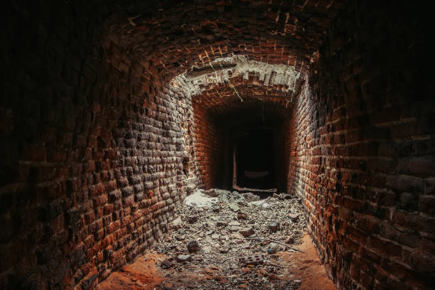 istock Historical underground red brick passage under old city 1203631457