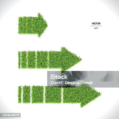 istock Green Grass Vector Arrow Collection Isolated on White 1203638019