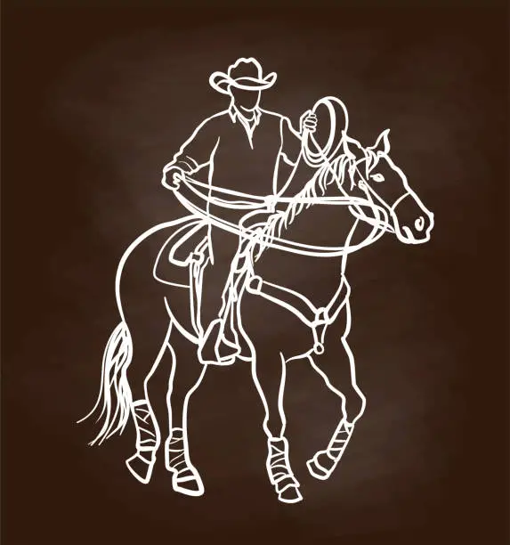 Vector illustration of CowboyAtWorkSketch