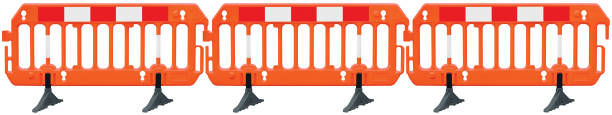Obstacle detour road barrier fence roadworks barricade, orange red and white luminescent stop signal sign, seamless isolated panoramic closeup, horizontal traffic safety railing warning signage, large detailed temporary access reroute, multiple brand new PVC blocks panorama obstáculo desvío barrera barrera carretera carretera carreterabarricas, naranja rojo y blanco luminiscente señal de parada de la señal de parada, costuras s primer plano, señalización de advertencia de barandilla de seguridad de tráfico hori