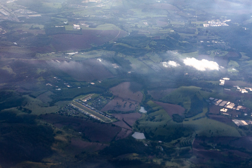 Aerial view at 14,000 feet (fl140) of the Aeronautical Condominium Vale Eldorado, Bragança Paulista, SP, Brazil.