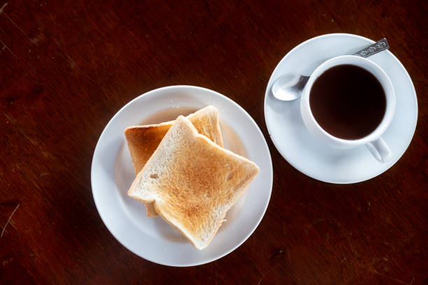 istock sliced toasted bread and hot coffee. Breakfast in the morning 1203658006