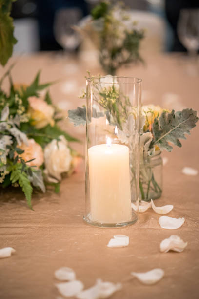 istock Candlelight decoration on top of wedding reception table 1203658246
