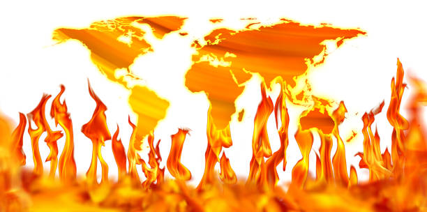 istock Climate change concept of burning world 1203665357