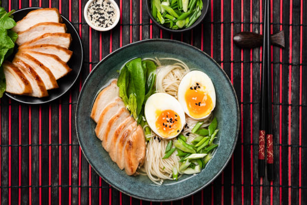 istock Asian Noodle Soup Ramen With Chicken And Egg 1203676322