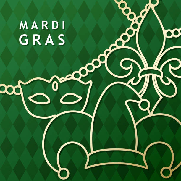 ilustraciones, imágenes clip art, dibujos animados e iconos de stock de icono de mardi gras establecer fondo verde - metallic green backgrounds metal