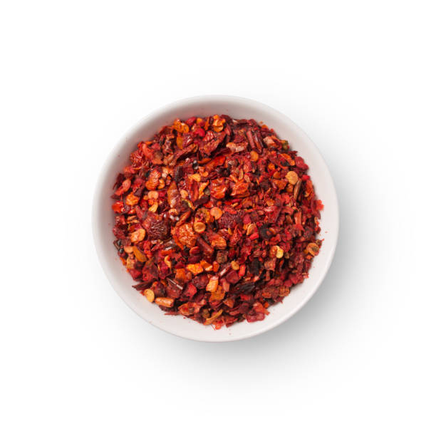 istock Dried hot red pepper flakes in bowl 1203685570