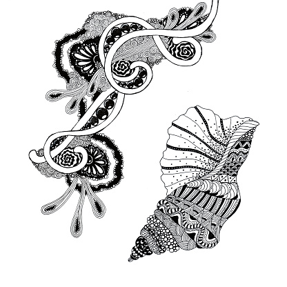 Abstract Ink Shell Artist Graphics In Ink Shell And Abstract Element In The Marine Style Stock ...