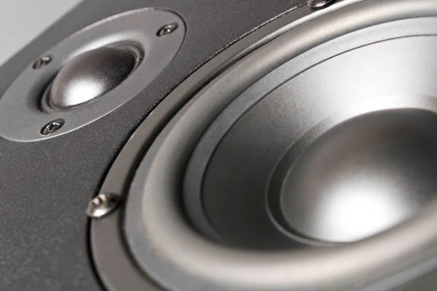 istock Audio speakers. Musical equipment. Close up. Selective focus. 1203688602
