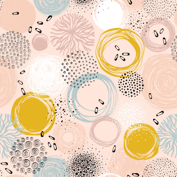 Abstract Circle Seamless Pattern_01 Creative seamless pattern. pastel colored illustrations stock illustrations