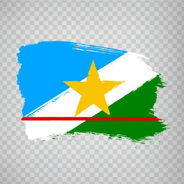 Vector illustration of Flag of  Roraima from brush strokes. Federal Republic of Brazil. Flag Roraima of Brazil on transparent background for your web site design, logo, app, UI. Brazil. EPS10.