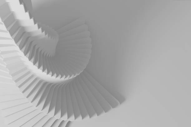istock Bright abstract parametric background from the rotating screw of the spiral steps. 3D illustration 1203692569