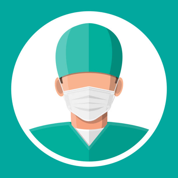 arzt in maske. - surgeon urgency expertise emergency services stock-grafiken, -clipart, -cartoons und -symbole