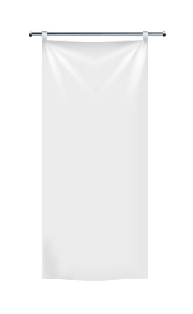 istock Realistic white advertising textile flags and banners vector . Advertising flag banner and fabric canvas poster for advertising illustration on transparent becgraund. 1203695251