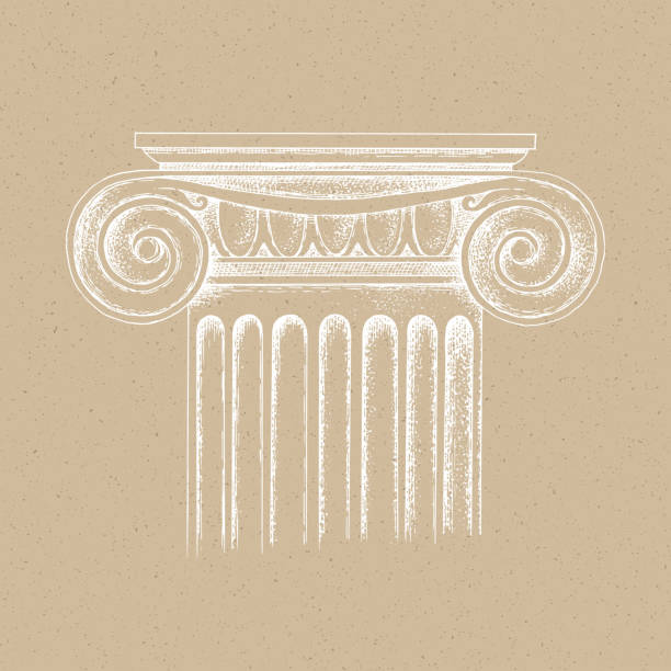 illustrations, cliparts, dessins animés et icônes de capitale dessinée à la main de l'ordre ionique - column greek culture roman architecture