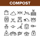 istock Compost Ground Soil Collection Icons Set Vector 1203695472