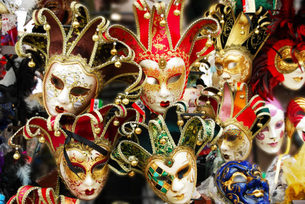 istock Venetian carnival masks. It's time for Carnival. Blur background 1203706058