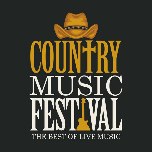 ilustrações, clipart, desenhos animados e ícones de pôster vetorial ou banner para festival de música country - cowboy hat hat country and western music wild west