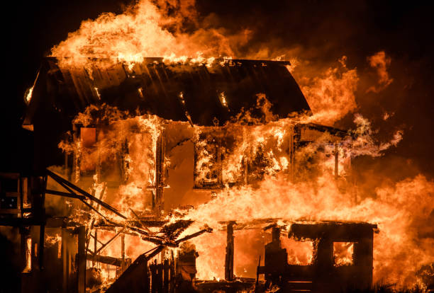istock spectacular house fire at night 1203707489