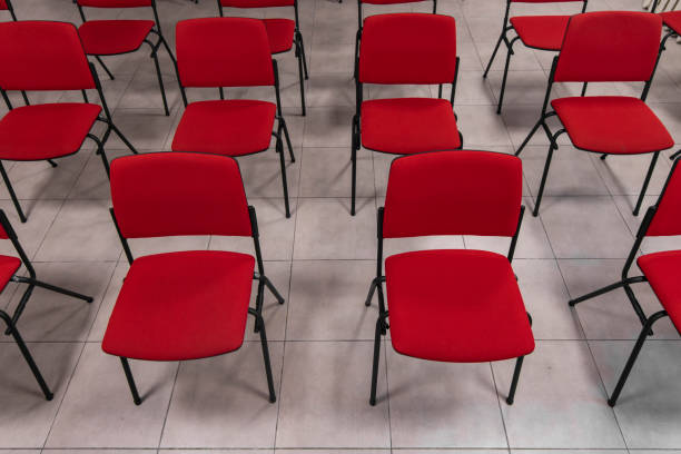 row red chair white floor interior room rustic environment no people