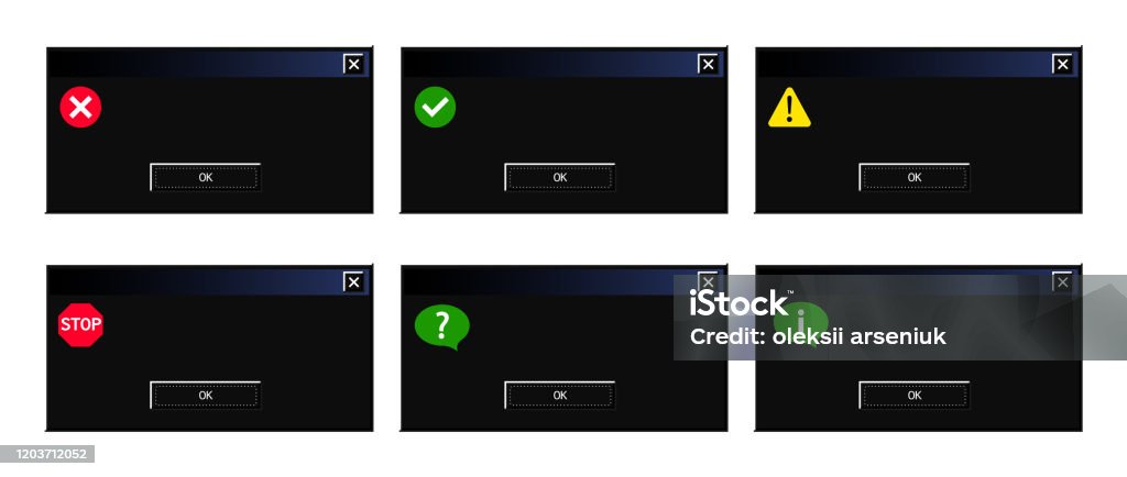 System Error Dialog Set Of A Retro System Dialog Box And Error Message Popup Windows In ...