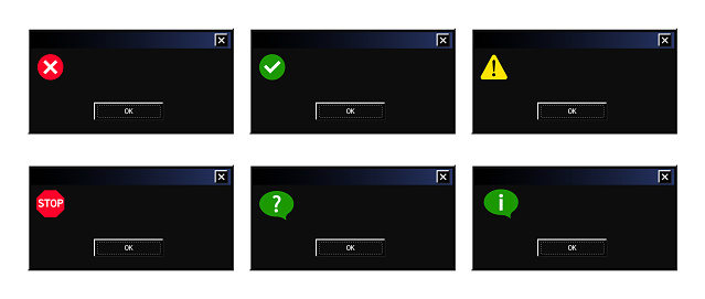 System Error Dialog Box Set Of A Retro System Dialog Box And Error Message Popup Windows In ...