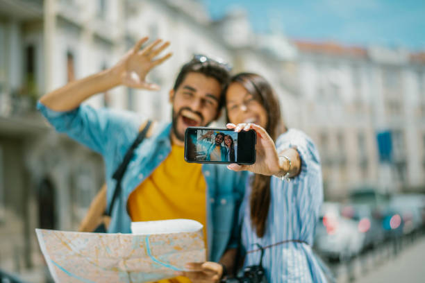 istock Happy couple exploring stock photo 1203716149