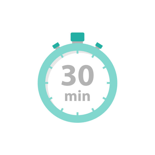 stoppuhr 30 min icon flachen stil - beat the clock stock-grafiken, -clipart, -cartoons und -symbole