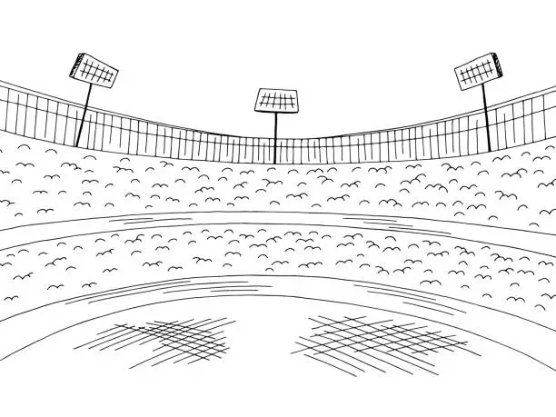 Vector illustration of Stadium sport graphic black white sketch illustration vector