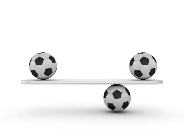 istock Seesaw Scale with Soccer Balls - 3D Rendering 1203724186