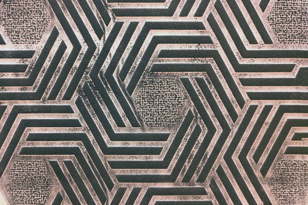 istock Wall background with black rhombus pattern of geometric shapes, hexagon texture 1203724297
