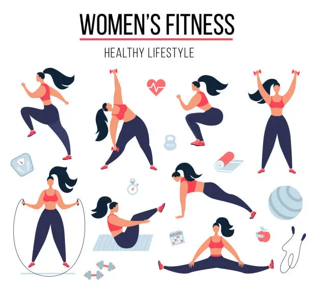 Vector illustration of Female fitness.