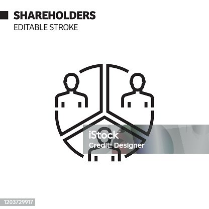 istock Shareholders Line Icon, Outline Vector Symbol Illustration. Pixel Perfect, Editable Stroke. 1203729917
