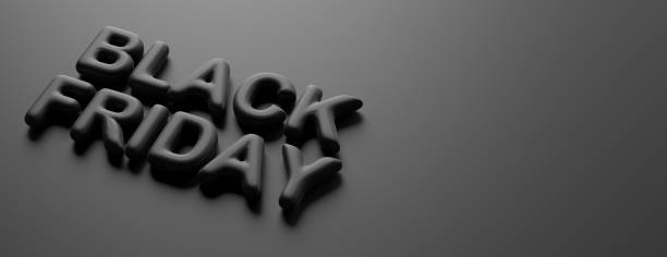 istock Black Friday concept. Black Friday text, black letters against black color background. 3d illustration 1203731496