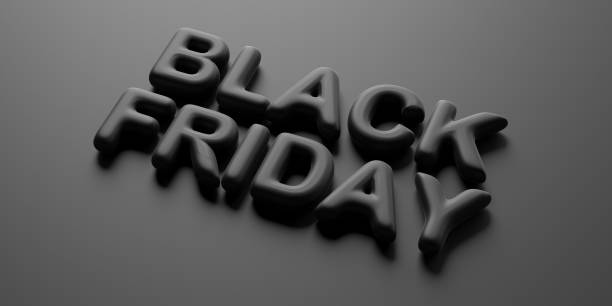 istock Black Friday concept. Black Friday text, black letters against black color background. 3d illustration 1203731503