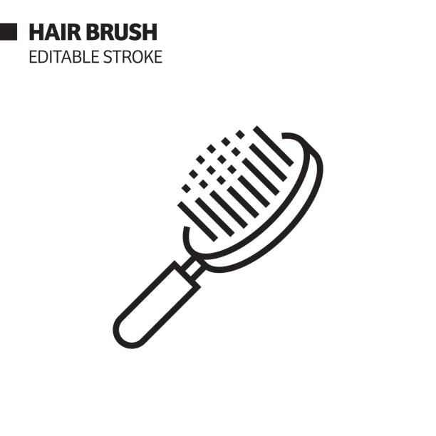 ヘアブラシラインアイコン、アウトラインベクトルシンボルイラスト。ピクセルパーフ�ェクト、編集可能なストローク。 - hairbrush点のイラスト素材／クリップアート素材／マンガ素材／アイコン素材