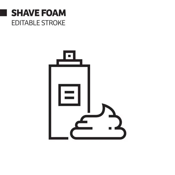 Vector illustration of Shave Foam Line Icon, Outline Vector Symbol Illustration. Pixel Perfect, Editable Stroke.