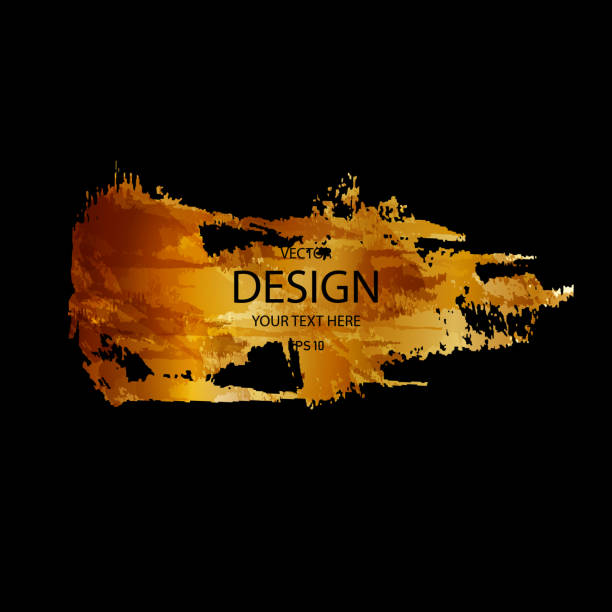 istock Watercolor Golden smear of paint on a black background 1203733078