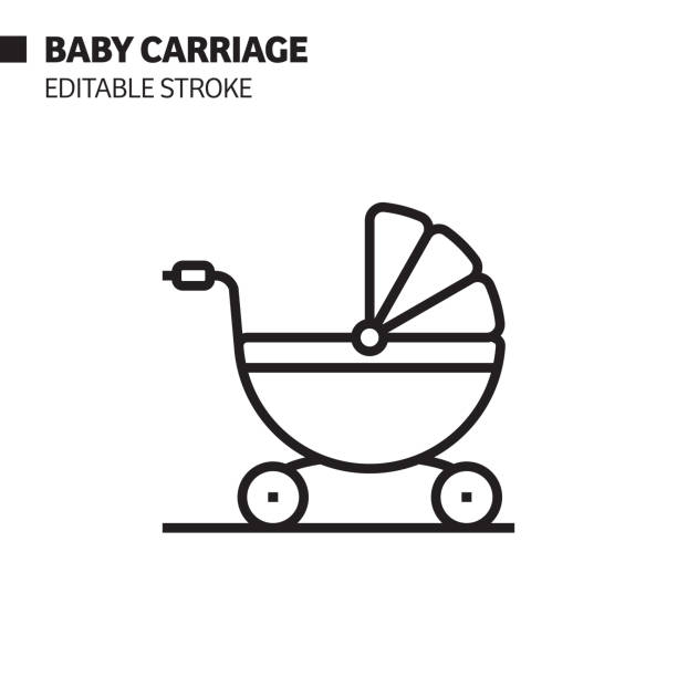 Baby Carriage Line Icon, Outline Vector Symbol Illustration. Pixel Perfect, Editable Stroke. Baby Carriage Line Icon, Outline Vector Symbol Illustration. Pixel Perfect, Editable Stroke. baby carriage stock illustrations