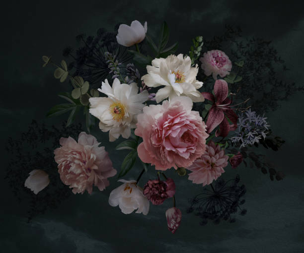 istock Vintage greeting card with flowers. 1203734785
