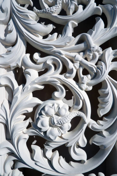istock Close-up of repeating floral pattern of vintage iron gate. 1203735295