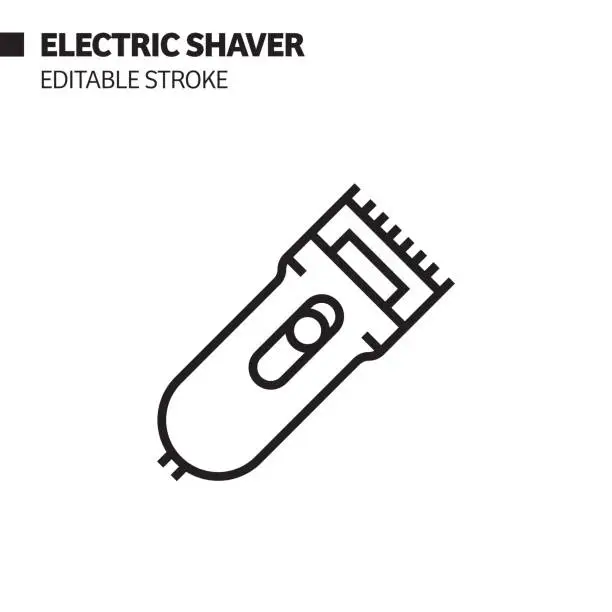 Vector illustration of Electric Shaver Line Icon, Outline Vector Symbol Illustration. Pixel Perfect, Editable Stroke.