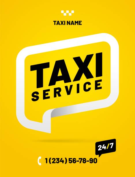 illustrazioni stock, clip art, cartoni animati e icone di tendenza di modello di progettazione del layout vettoriale per il servizio taxi. - taxi