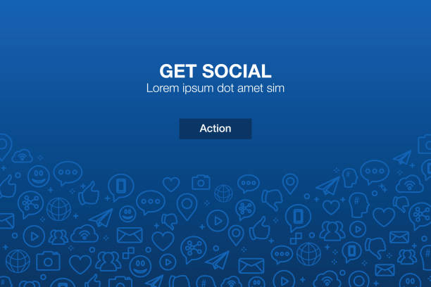 ikony mediów społecznościowych mozaika tło z wezwaniem do działania - sieć społeczna stock illustrations